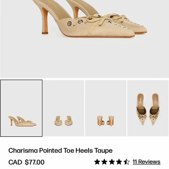 Princess Polly Beige Pointed Toe Studded Flats - Picture 7 of 7